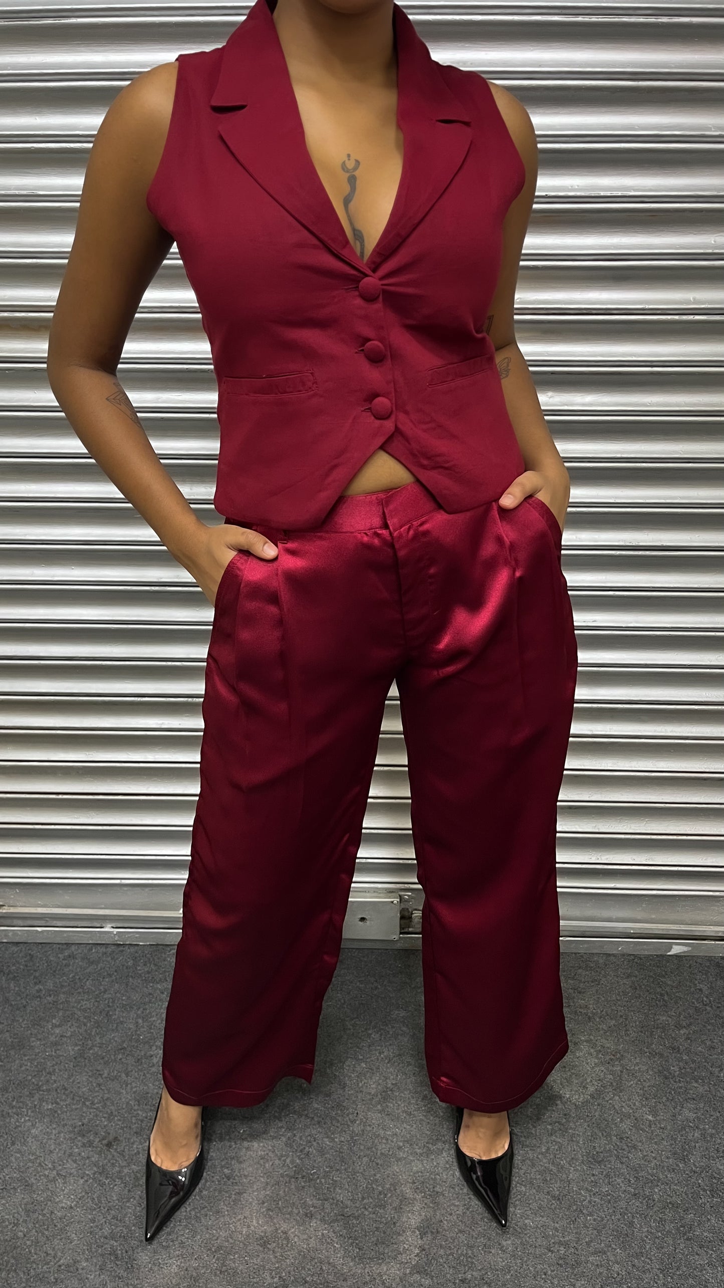 Cherry Satin Pants