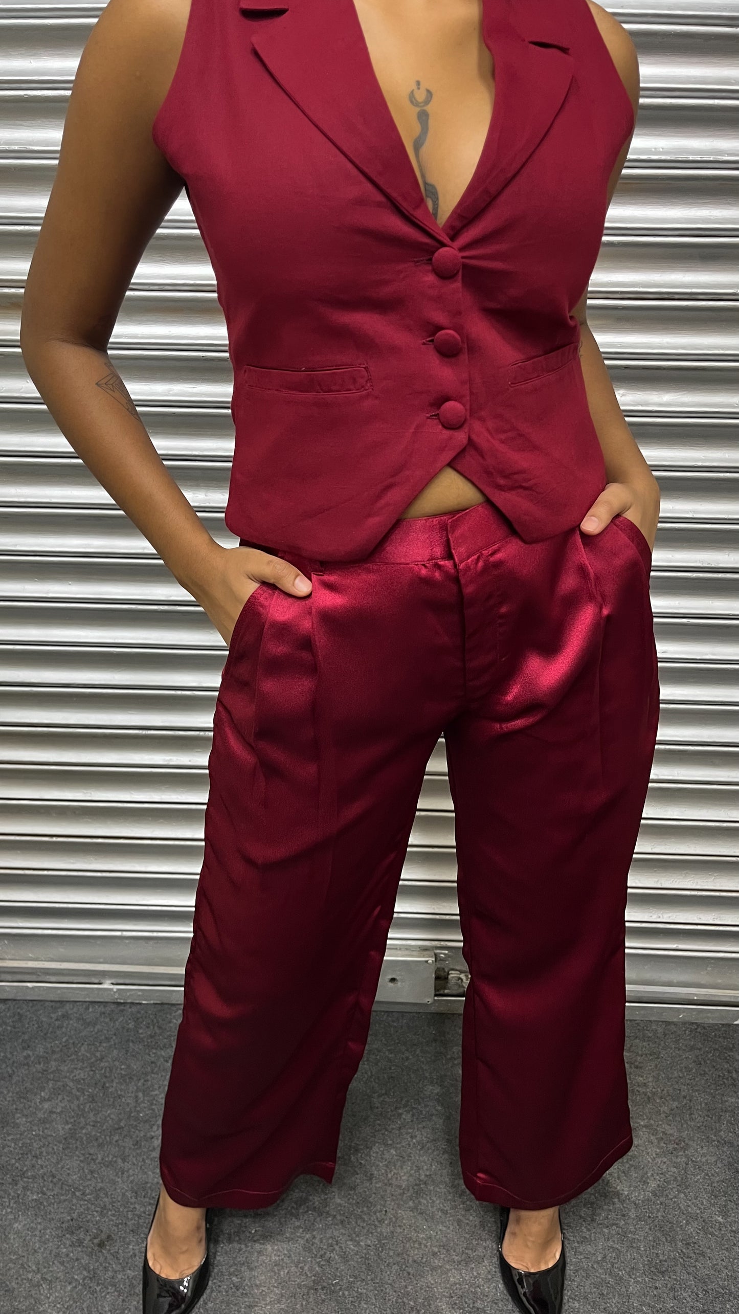 Cherry Satin Pants